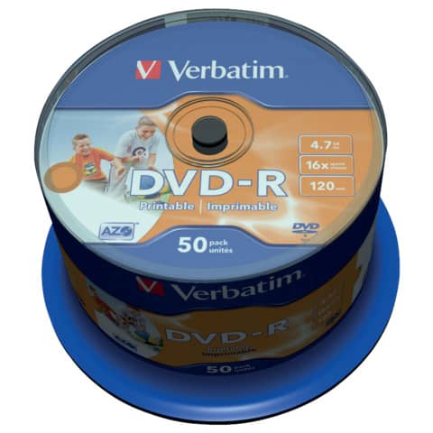 DVD-R Verbatim 16x 4.7 GB stampabile Spindle Case in confezione da 50 dvd - 43533